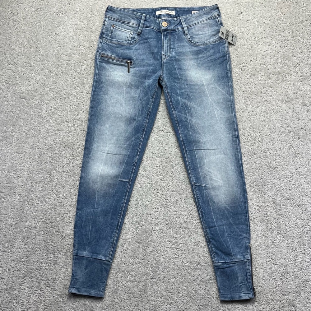 Mavi Jeans Womens 26 Blue‎ Jenna Tapered Boyfriend Distressed Moto Ankle Zip NWT